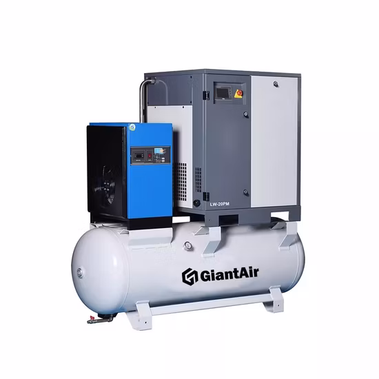 Высокоэффективный винтовой воздушный компрессор Giantair «четыре в одном», 11 кВт, 15 л.с. с осушителем и линейными фильтрами резервуара